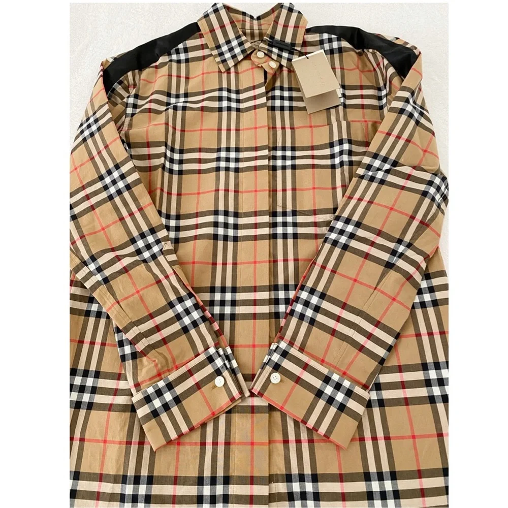 NWT Burberry Satin Stripe Vintage Check Shirt - Picture 9 of 16